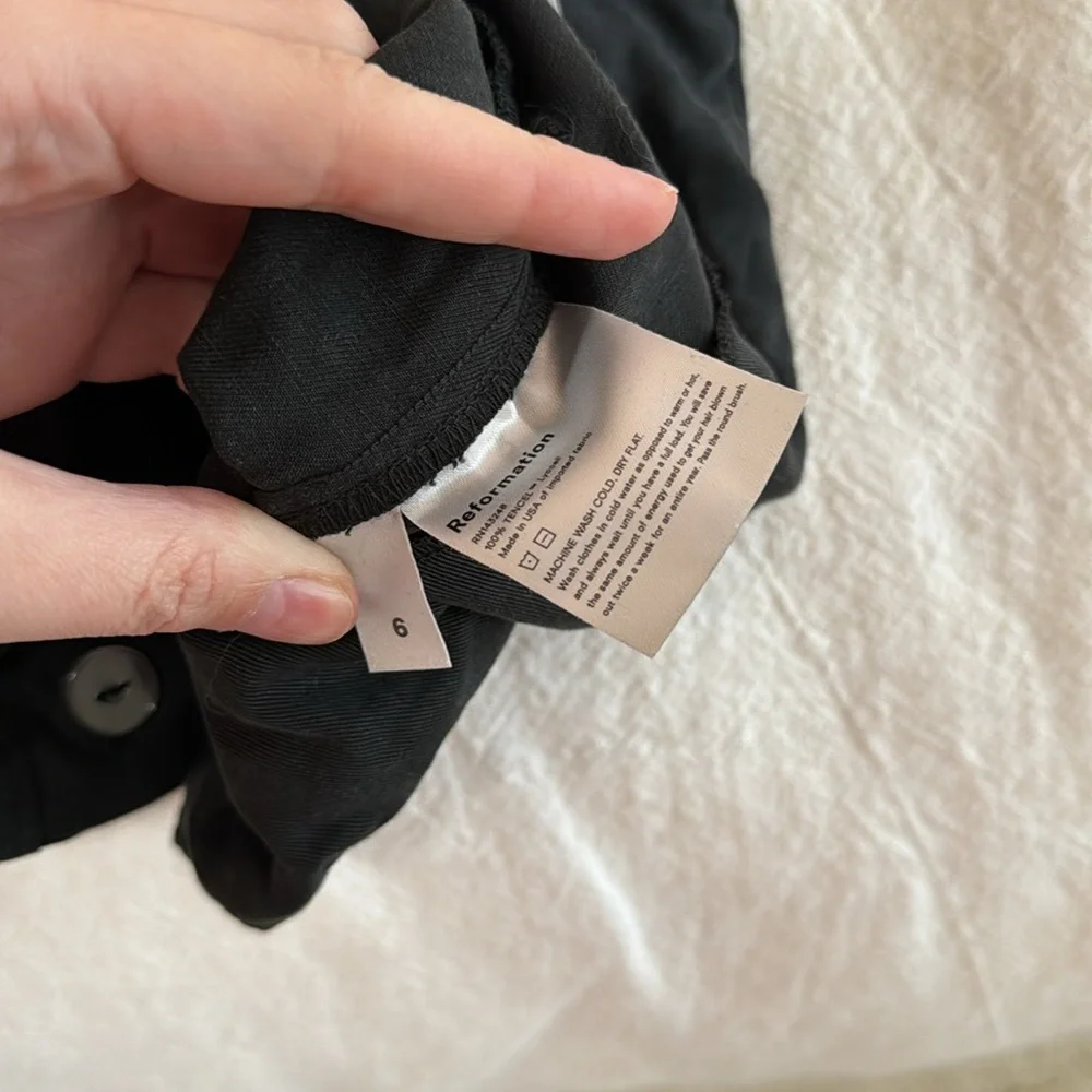 Reformation high-waist paperbag tie ankle pants in charcoal - Picture 11 of 15